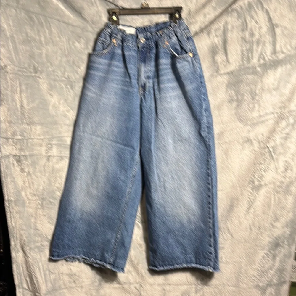 Gap Wide-Leg Blue Denim Jeans‎ Kids size 14 R  32 elastic gathered waist